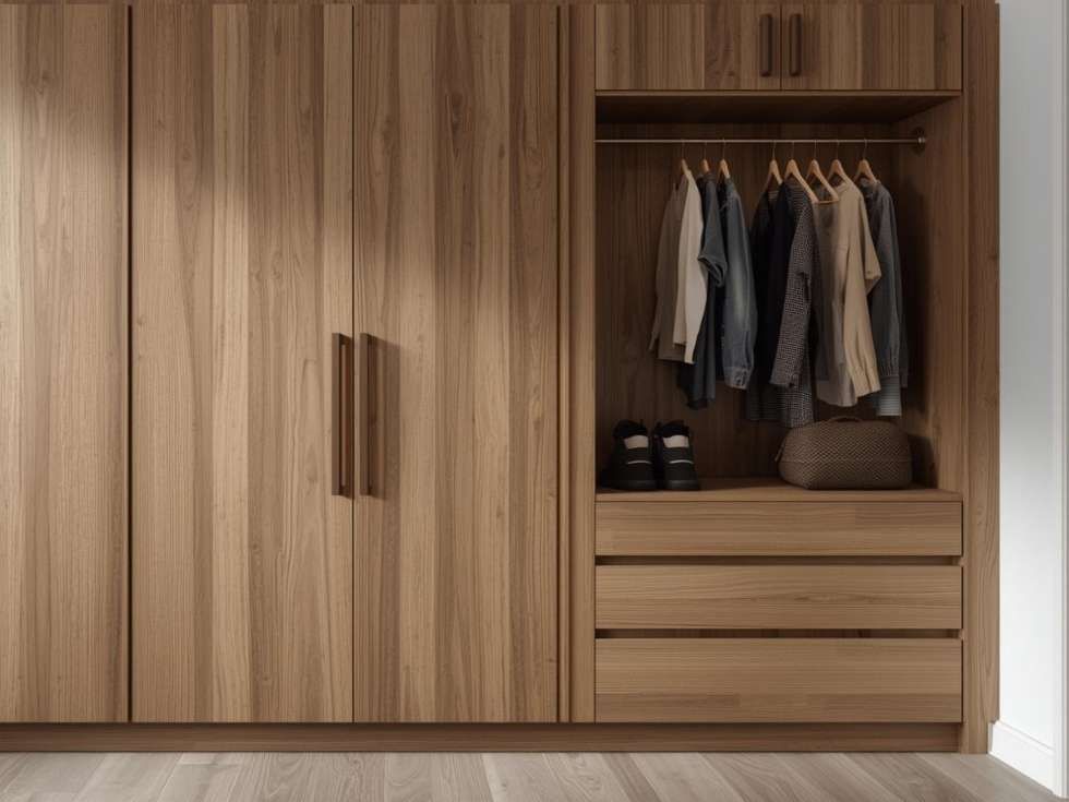 Contemporary wooden modular wardrobe design finish - Beautiful Homes