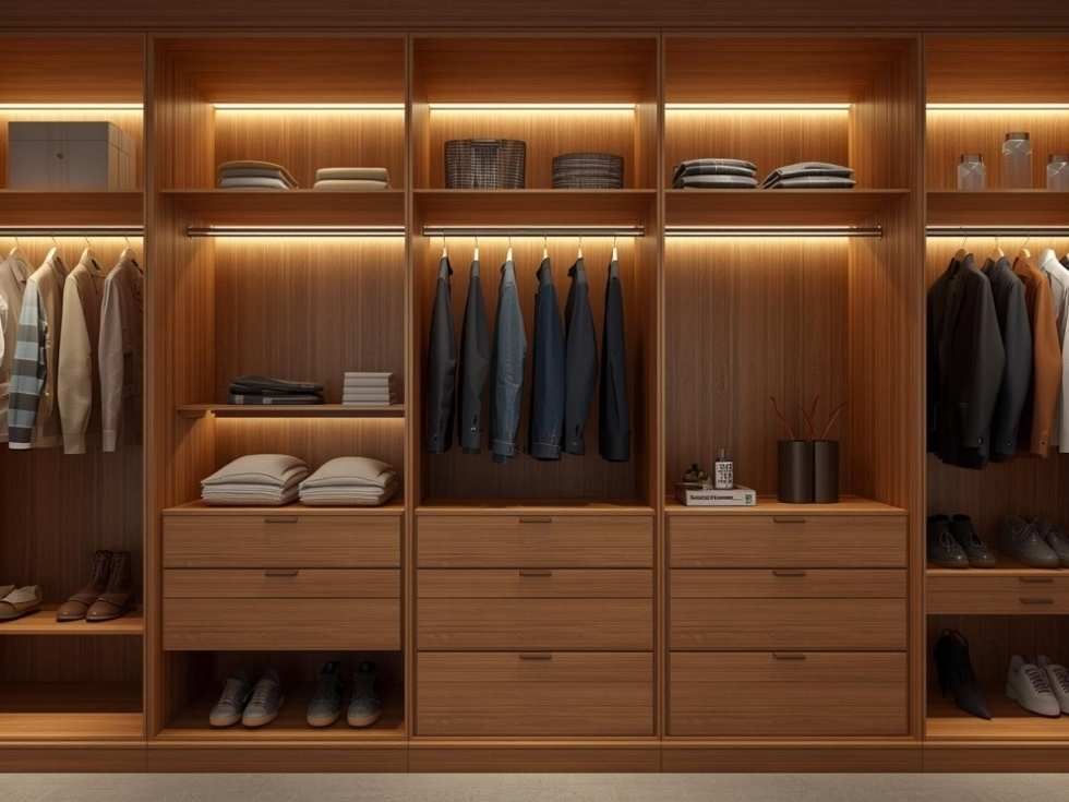 Contemporary wooden modular wardrobe price - Beautiful Homes