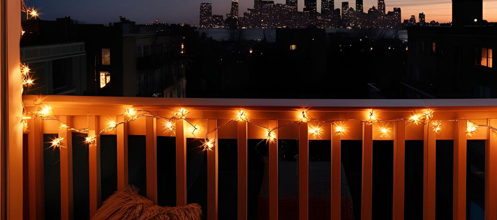 String lights for balcony design - Beautiful Homes