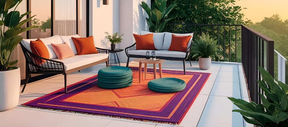 Comfy rugs for balcony design - Beautiful Homes
