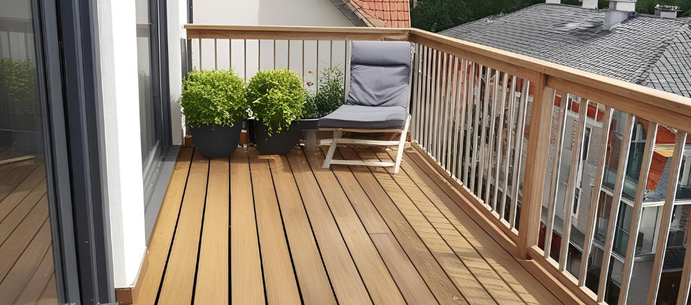 Wooden deck floor for balcony design - Beautiful Homes