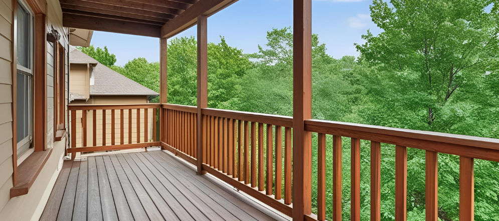 Wooden railing for balcony design - Beautiful Homes
