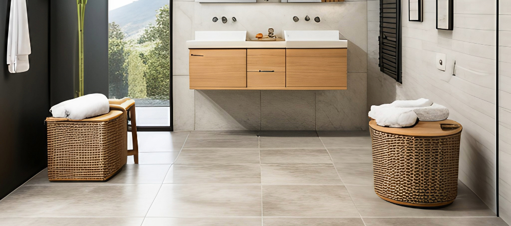 Bathroom design with cane baskets - Beautiful Homes