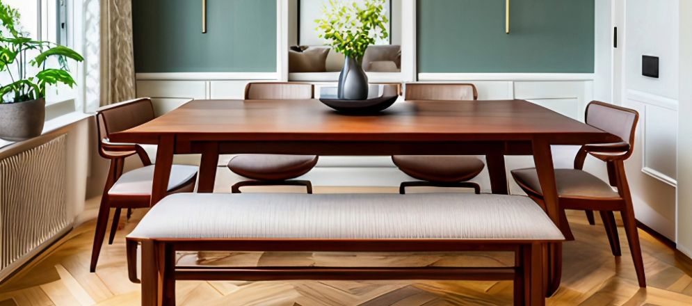 A casual looking bench dining table - Beautiful Homes