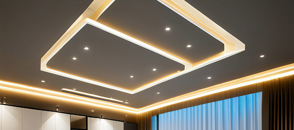 Ambient ceiling design with Lighting - Beautiful Homes
