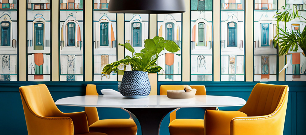 A lively looking Cheeky and Bright dining room wallpaper - Beautiful Homes