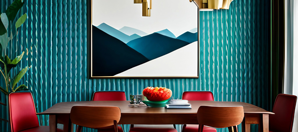 Graphic dining room wallpaper with bold geometric patterns - Beautiful Homes