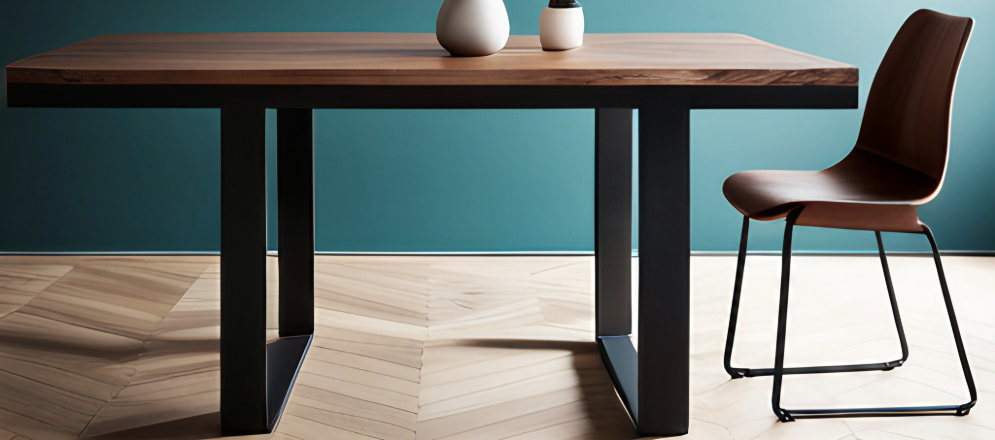 Sturdy Industrial style table with metallic legs - Beautiful Homes