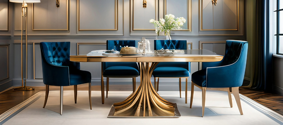 Mixed material table of wood, metal,glass & stone adding luxurious feel to your room - Beautiful Homes