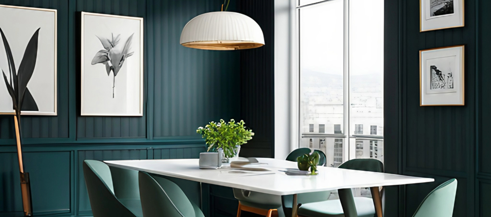 Monochrome Wallpaper for a minimalistic aesthetic dining room - Beautiful Homes