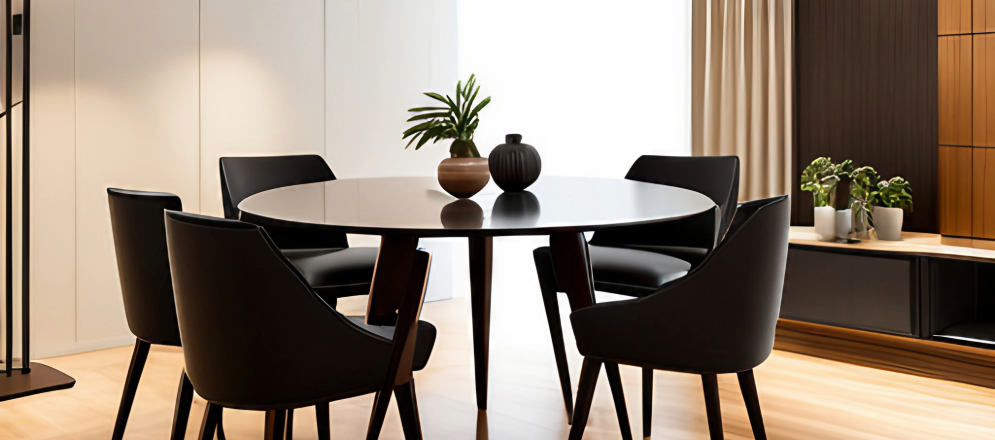 Round black elegant table - Beautiful Homes