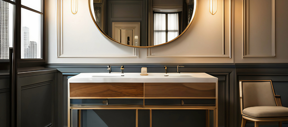 A traditional and royal aesthetic room with Rustic Mirror Royal Washbasin - Beautiful Homes