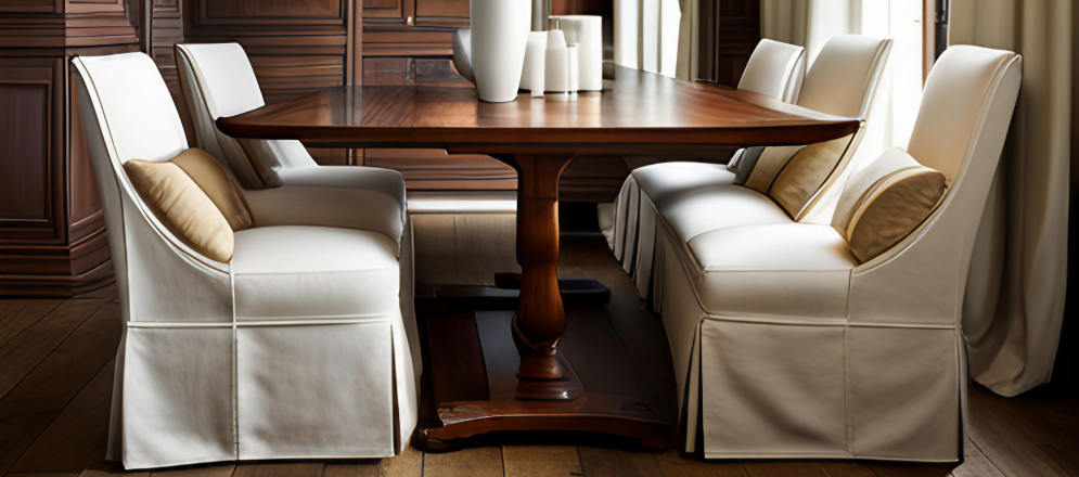 Slipcovered dining room chair designs for a relaxed and comfortable aesthetic. - Beautiful Homes