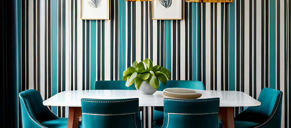 Striped wallpaper to make your dining room appear bigger - Beautiful Homes