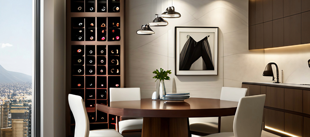 A decorative wine rack in the dining room - Beautiful Homes