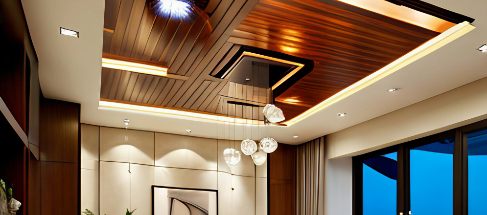 A warm looking Wooden False Ceiling - Beautiful Homes
