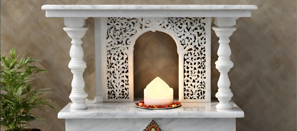 Contemporary marble pooja unit for home - Beautiful Homes