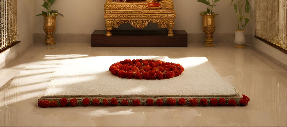 Contemporary pooja room floor tiles for home - Beautiful Homes