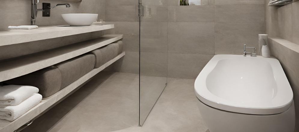 Contemporary porcelain bathroom floor times design - Beautiful Homes