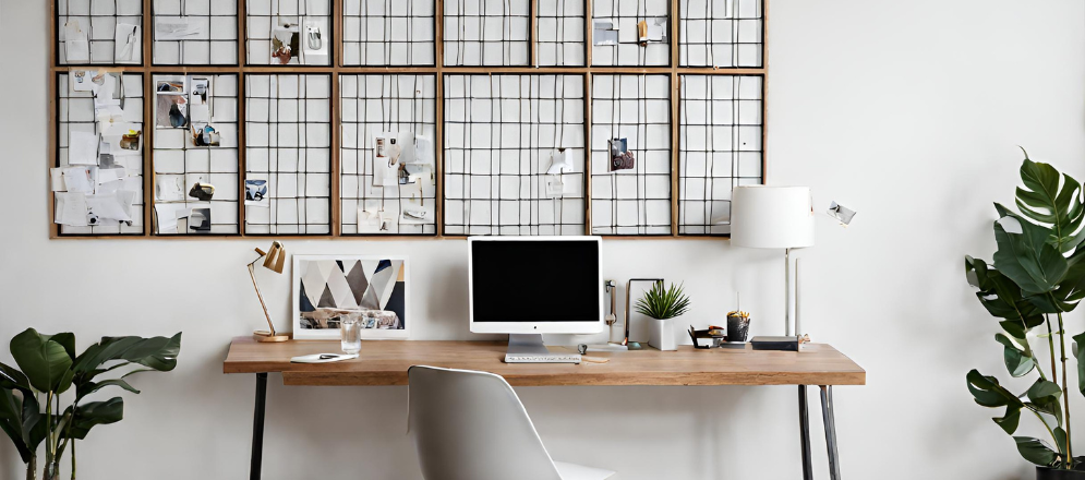 Home office wall grid - Beautiful Homes