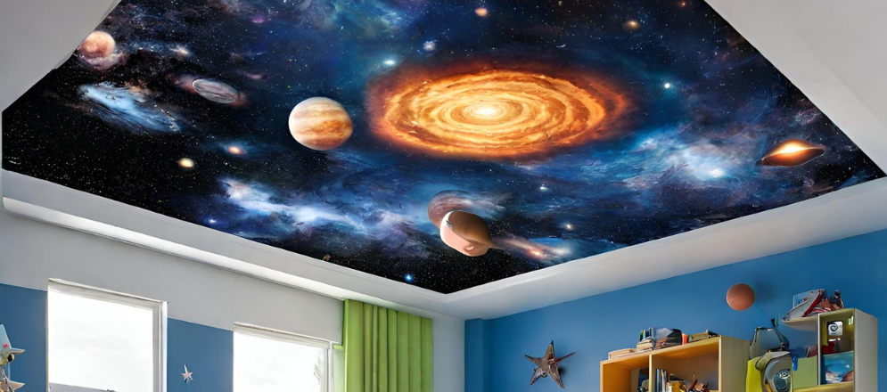 Universe Themed Ceiling For Kids Room - Beautiful Homes