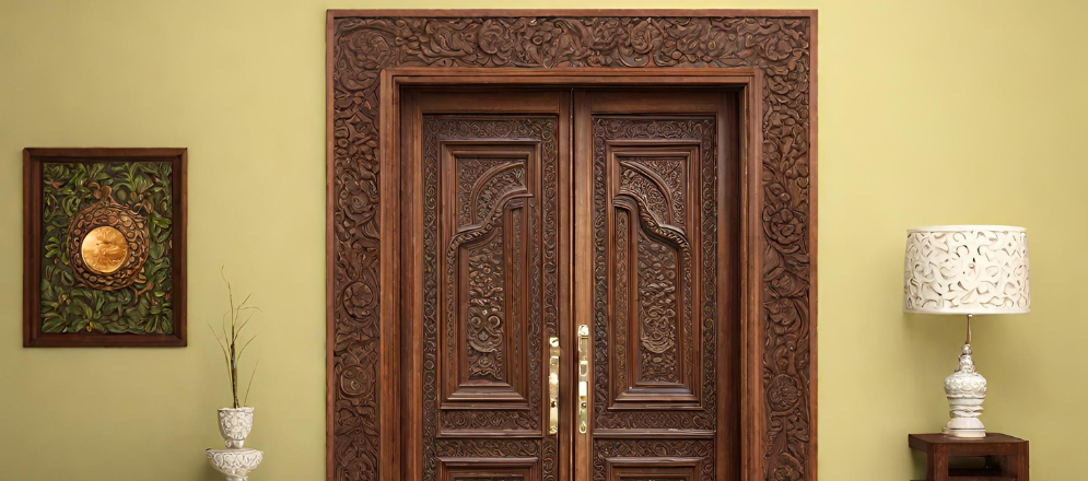 Carved door design for pooja room - Beautiful Homes