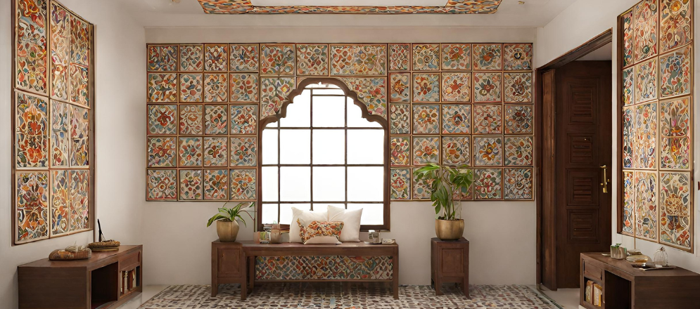 Cement tile flooring for pooja room - Beautiful Homes