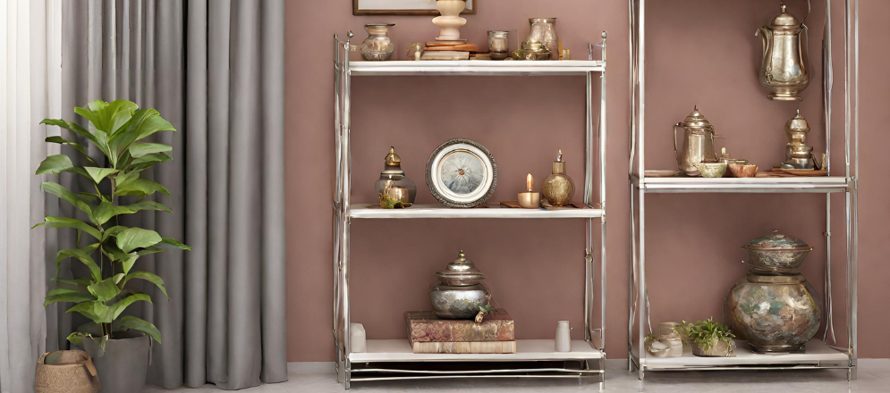 Metal units for small pooja room design - Beautiful Homes