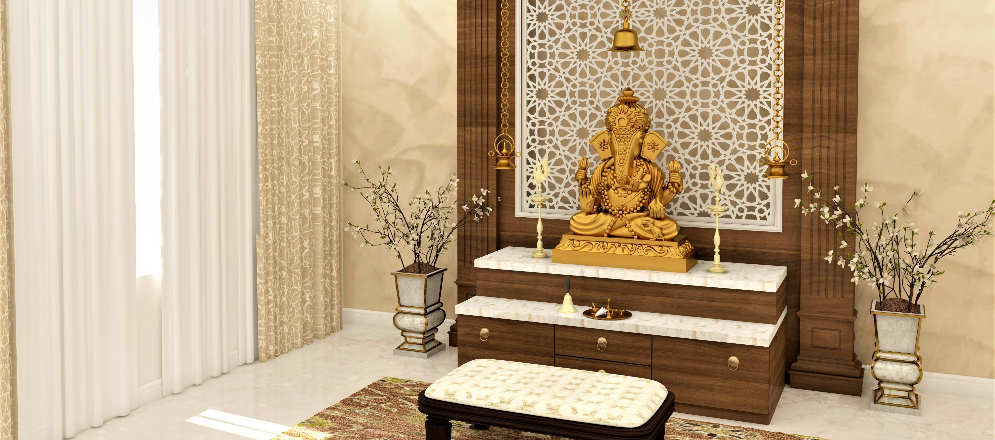 Brown pooja room unit design - Beautiful Homes