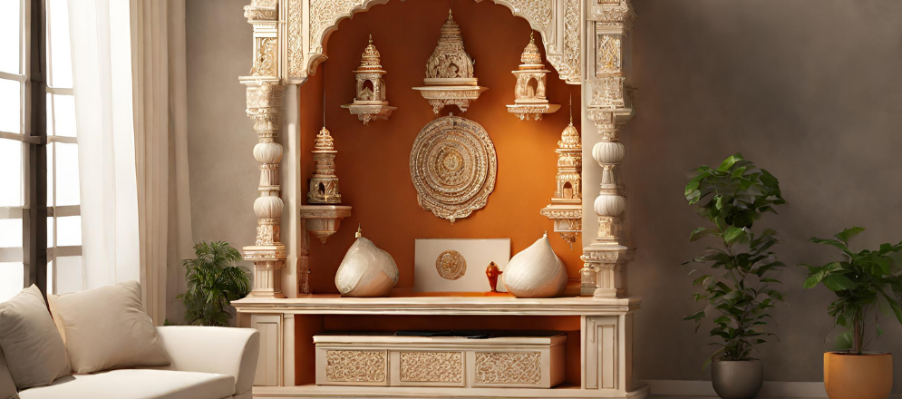 Small pooja room storage design - Beautiful Homes