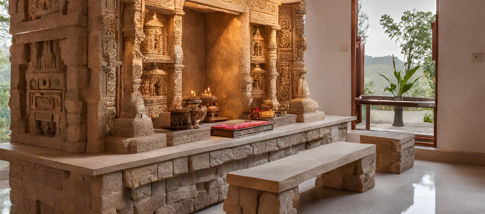 Stone pooja room design - Beautiful Homes