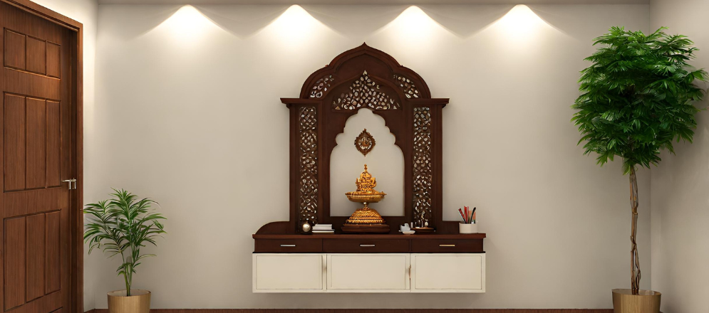 CNC wall mounted pooja unit design - Beautiful Homes