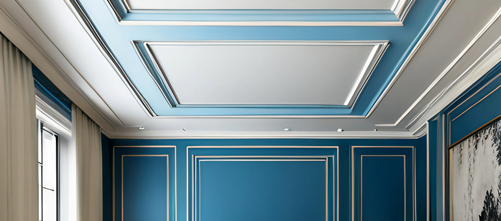 Blue and white false ceiling design - Beautiful Homes