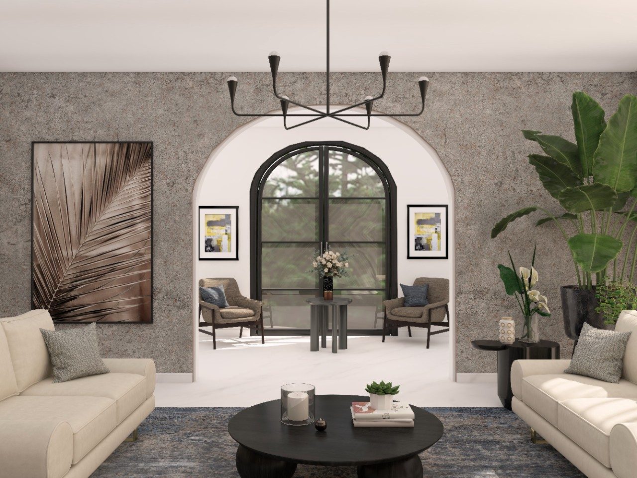 Arch entryway for an art deco living room - Beautiful Homes