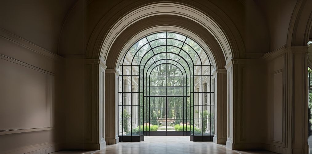 Arched glass design for a large passageway - Beautiful Homes