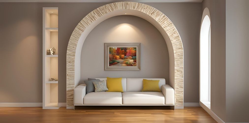 Arched niche in POP for a modern foyer design - Beautiful Homes