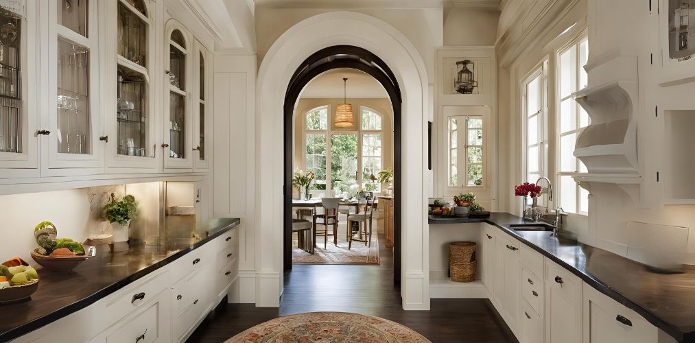 Arched passageway in POP for traditional kitchen - Beautiful Homes