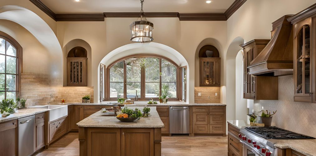 Arched windows and niches for a traditional wooden kitchen - Beautiful Homes