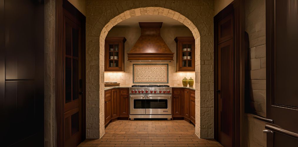 Mediterranean style stone arch for kitchen - Beautiful Homes