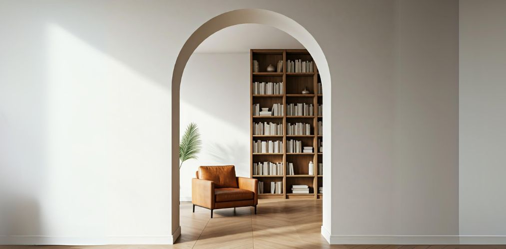 Simple arched opening in a minimalistic living room - Beautiful Homes