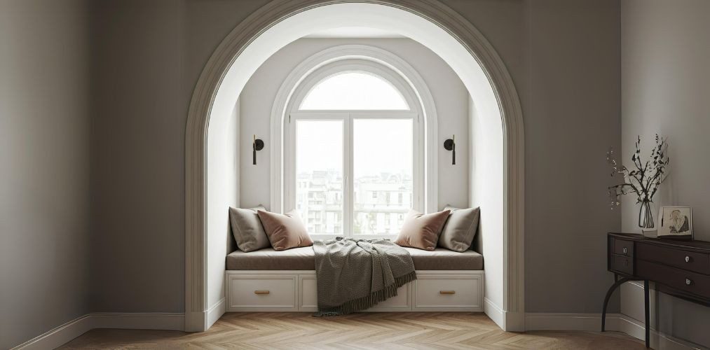 Window seating nestled in a POP arch design - Beautiful Homes