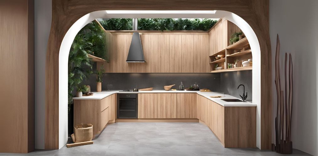 Wooden archway for a u-shaped kitchen - Beautiful Homes