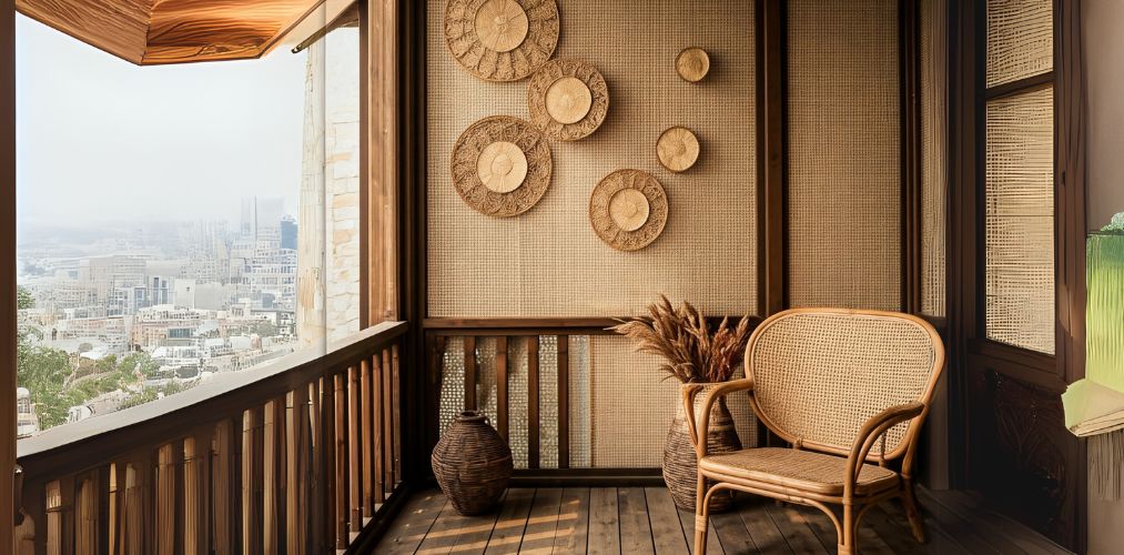 Rustic balcony with wooden décor and scenic view - Beautiful Homes