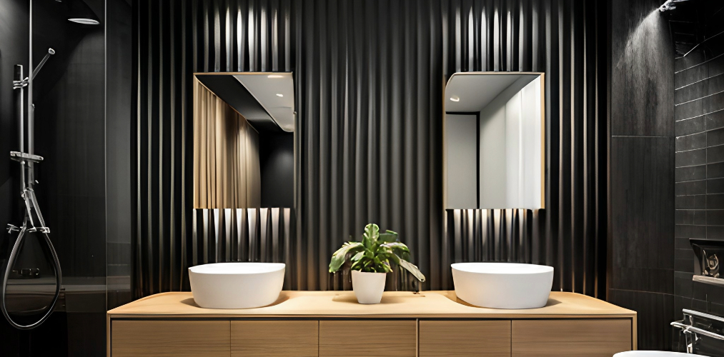 Black 3d wall tiles for a luxury bathroom-Beautiful Homes