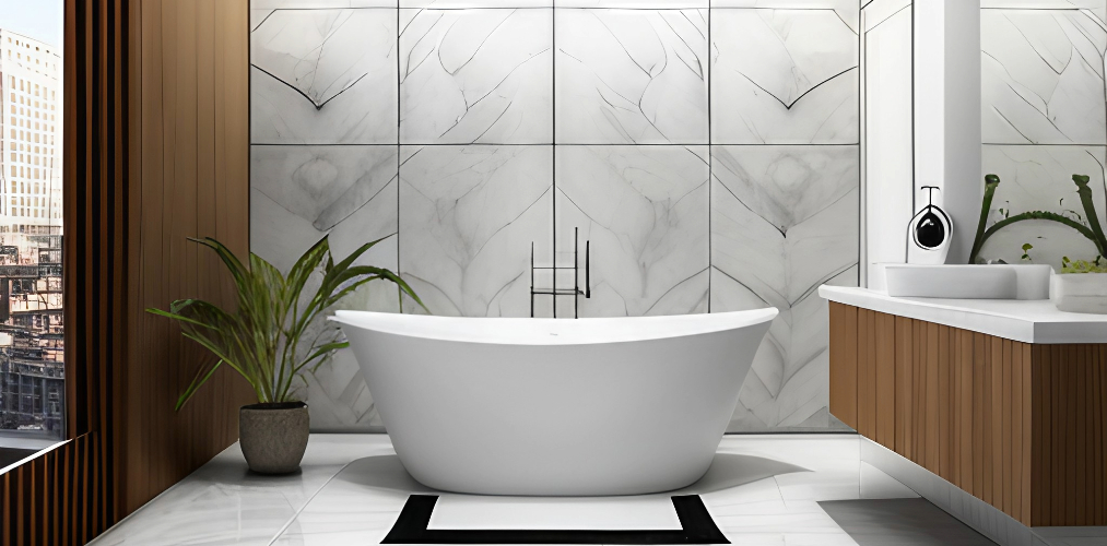 Marble tile bathroom with bathroom accessories-Beautiful Homes