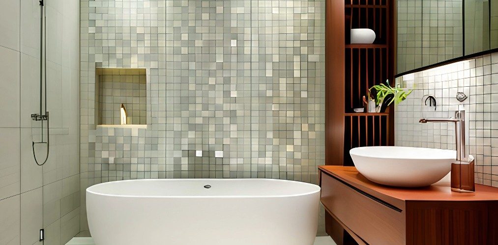 Mosaic tiles design for modern bathroom-Beautiful Homes