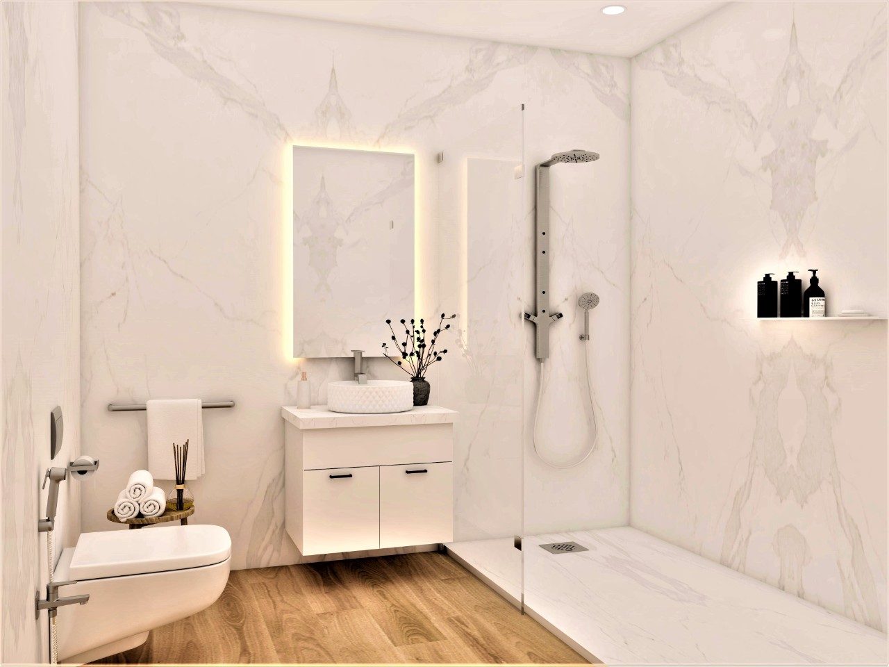 Luxury white bathroom- Beautiful Homes