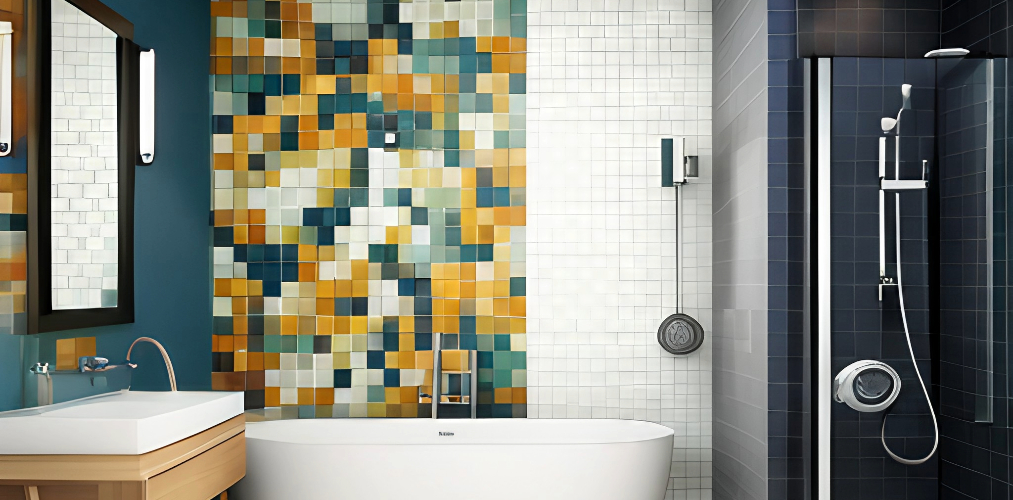 Multicolored mosaic tiles for bathroom-Beautiful Homes