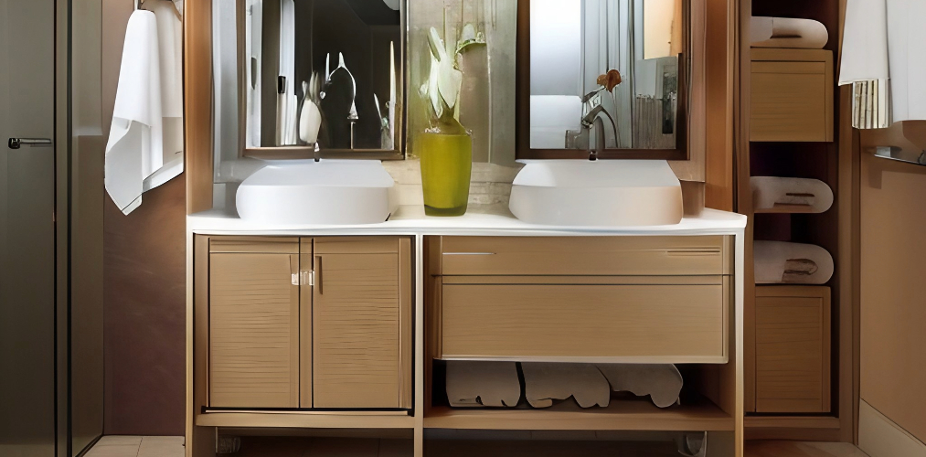 Bathroom design with sink cabinets and drawers-Beautiful Homes