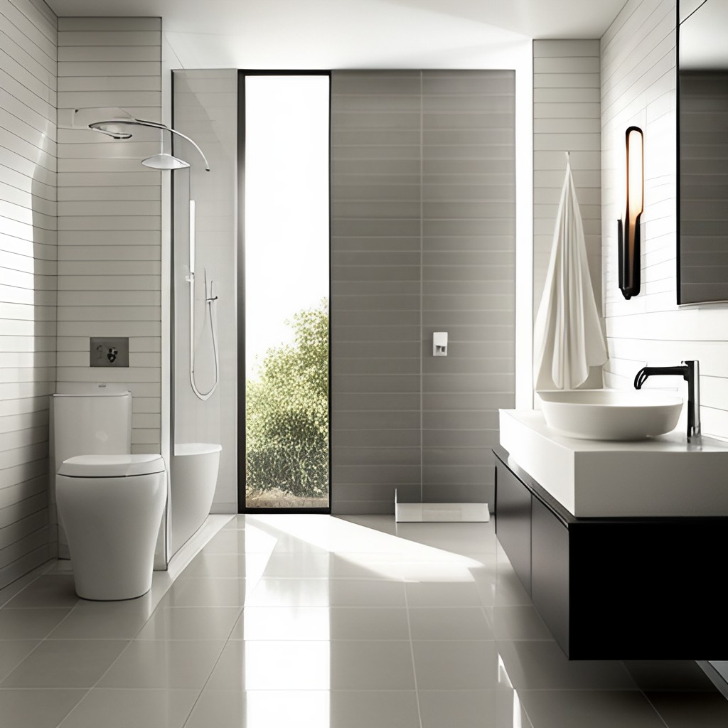 Grey and white bathroom wall tiles-BeautifulHomes